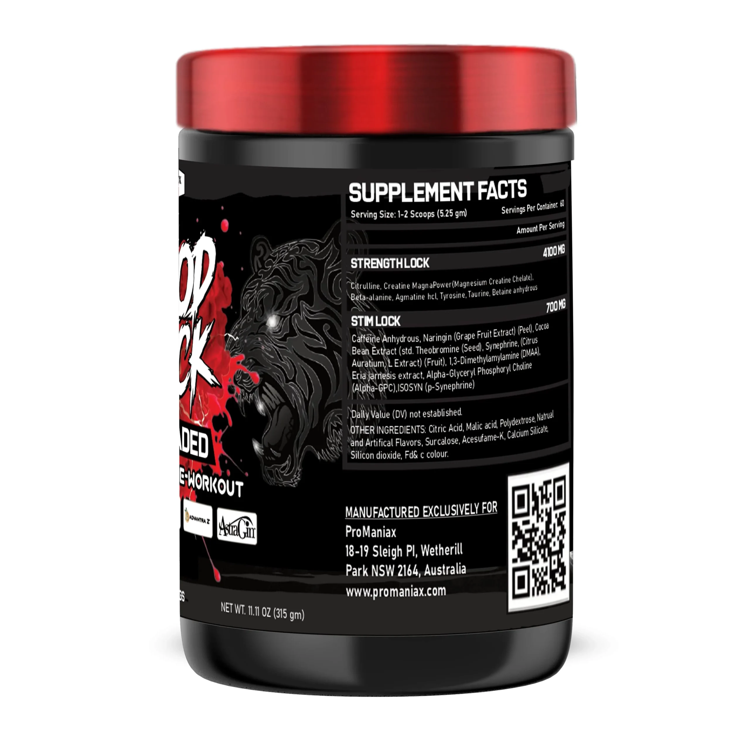 Blood Lock Stim Loaded Nutritional Fact