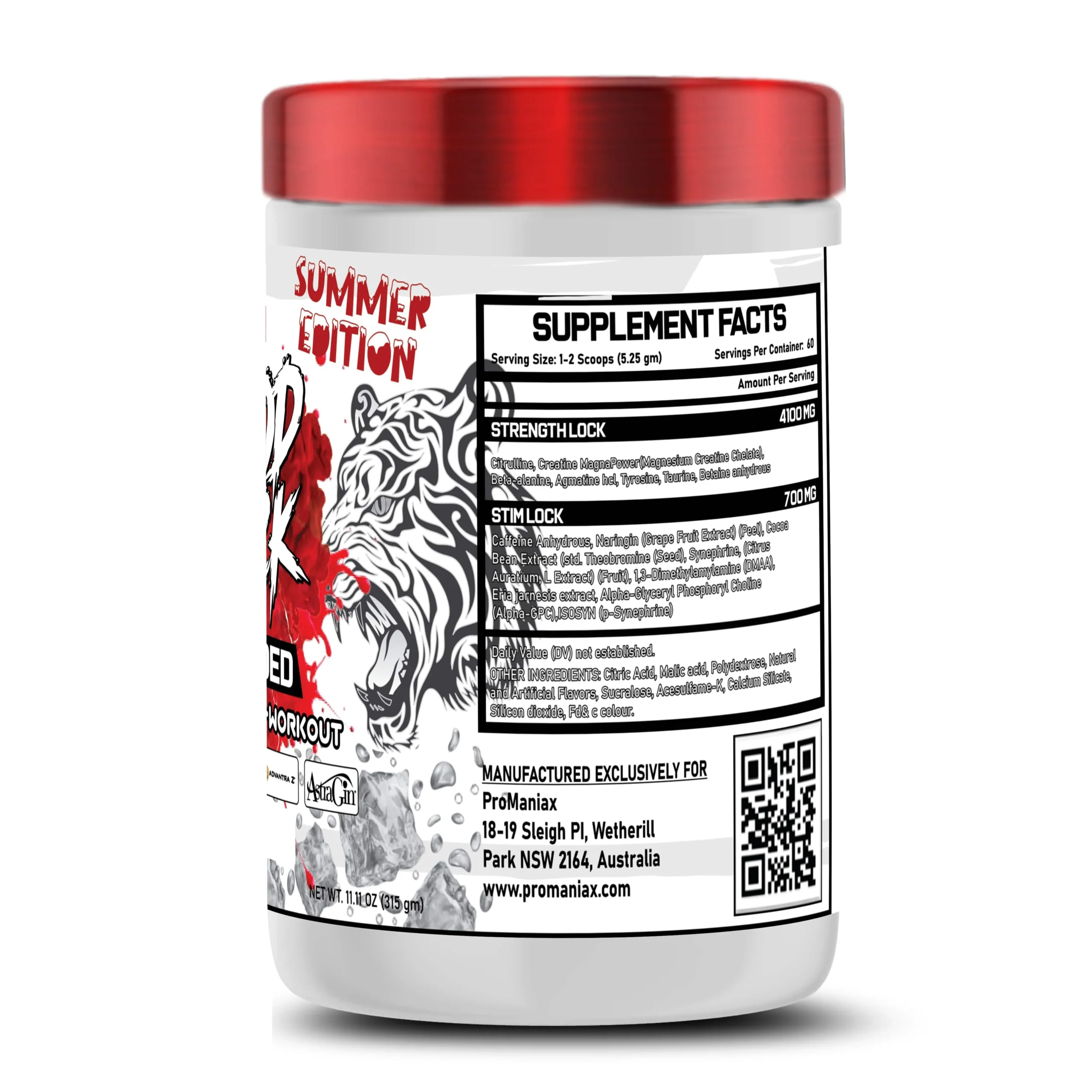 Promaniax Blood Lock Stim Loaded Summer Edition Nutritional Fact